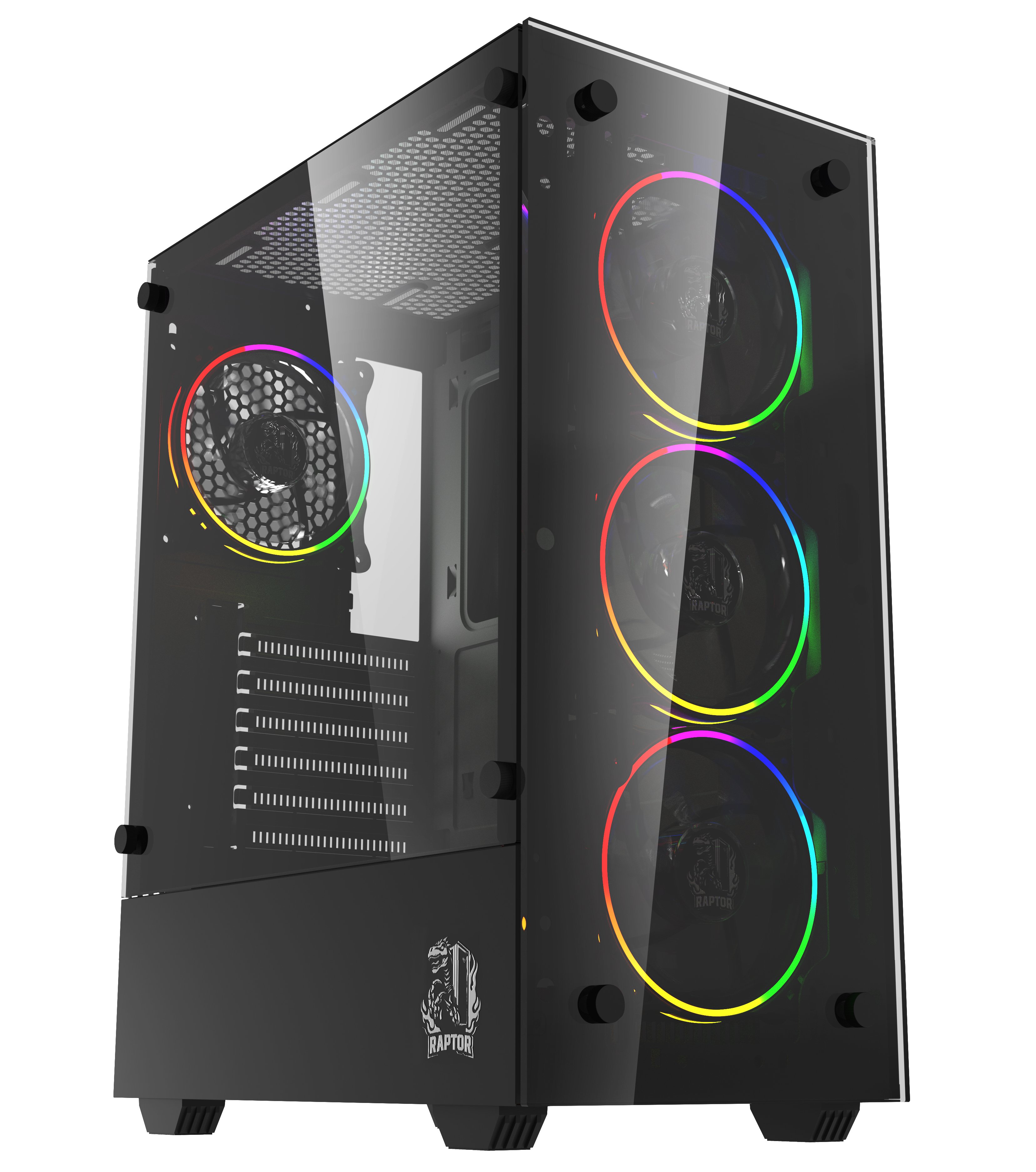 Gabinete Raptor Sentinel TG Mid-Tower RGB Fan x4 w/button control (6718)